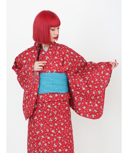 jouetie（ジュエティ）の「小花柄浴衣3点セット（平帯、兵児帯）（浴衣・レディース・イエロー/レッド・MEDIUM）」の12枚目の写真