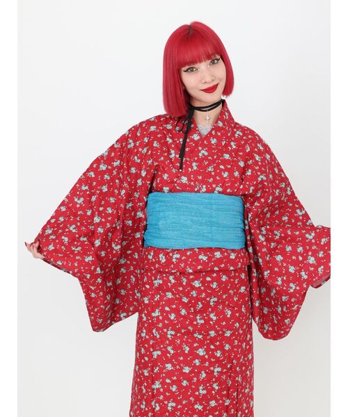 jouetie（ジュエティ）の「小花柄浴衣3点セット（平帯、兵児帯）（浴衣・レディース・イエロー/レッド・MEDIUM）」の13枚目の写真