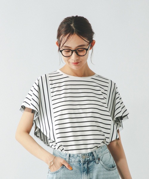 GLOBAL WORK(グローバルワーク)の「フローズンT袖フレアプルオーバー/289383(Tシャツ/カットソー・レディース・ライトイエロー/グレー系その他2/ホワイト×ブラック/ブラウン系その他/ブラック/ブルーパープル・SMALL/MEDIUM/LARGE)」の1枚目の写真