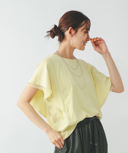 GLOBAL WORK(グローバルワーク)の「フローズンT袖フレアプルオーバー/289383(Tシャツ/カットソー・レディース・ライトイエロー/グレー系その他2/ホワイト×ブラック/ブラウン系その他/ブラック/ブルーパープル・SMALL/MEDIUM/LARGE)」の6枚目の写真