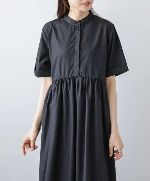 La-gemme(ラジェム)の「ギャザーコットン混シャツワンピース(シャツワンピース・レディース・ブラック系その他/ブラック/ブルー系その他/チェック/ホワイト・フリー)」の11枚目の写真
