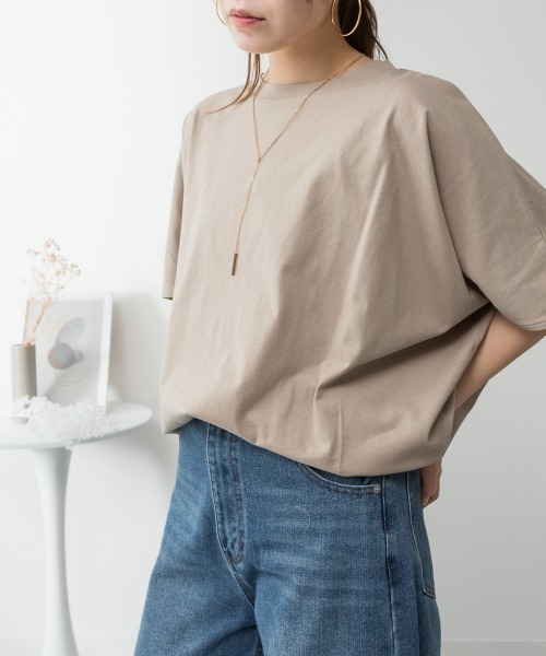 RCD（アールシーディー）の「コクーンシルエットプルオーバー（Tシャツ/カットソー・レディース・オフホワイト/ミント/チャコールグレー/グレイッシュベージュ/ブラック・4L～5L/LL～3L/M-L）」の6枚目の写真