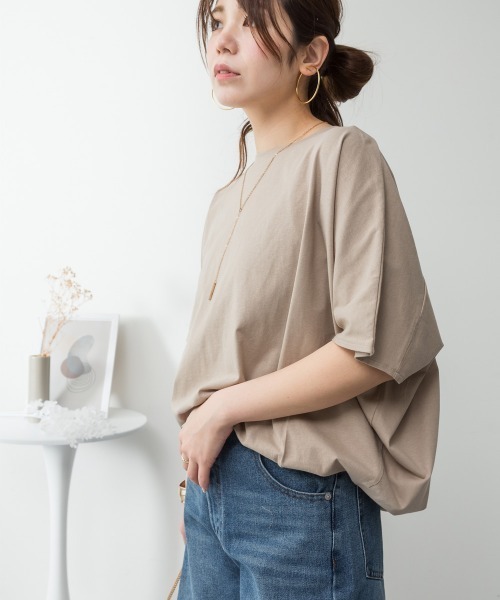 RCD（アールシーディー）の「コクーンシルエットプルオーバー（Tシャツ/カットソー・レディース・オフホワイト/ミント/チャコールグレー/グレイッシュベージュ/ブラック・4L～5L/LL～3L/M-L）」の8枚目の写真