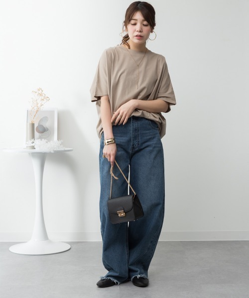 RCD（アールシーディー）の「コクーンシルエットプルオーバー（Tシャツ/カットソー・レディース・オフホワイト/ミント/チャコールグレー/グレイッシュベージュ/ブラック・4L～5L/LL～3L/M-L）」の11枚目の写真