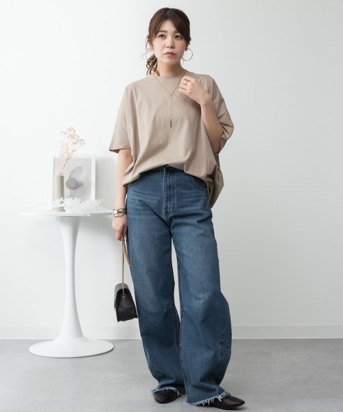 RCD（アールシーディー）の「コクーンシルエットプルオーバー（Tシャツ/カットソー・レディース・オフホワイト/ミント/チャコールグレー/グレイッシュベージュ/ブラック・4L～5L/LL～3L/M-L）」の12枚目の写真