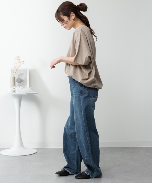RCD（アールシーディー）の「コクーンシルエットプルオーバー（Tシャツ/カットソー・レディース・オフホワイト/ミント/チャコールグレー/グレイッシュベージュ/ブラック・4L～5L/LL～3L/M-L）」の13枚目の写真