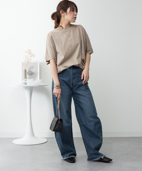 RCD（アールシーディー）の「コクーンシルエットプルオーバー（Tシャツ/カットソー・レディース・オフホワイト/ミント/チャコールグレー/グレイッシュベージュ/ブラック・4L～5L/LL～3L/M-L）」の14枚目の写真