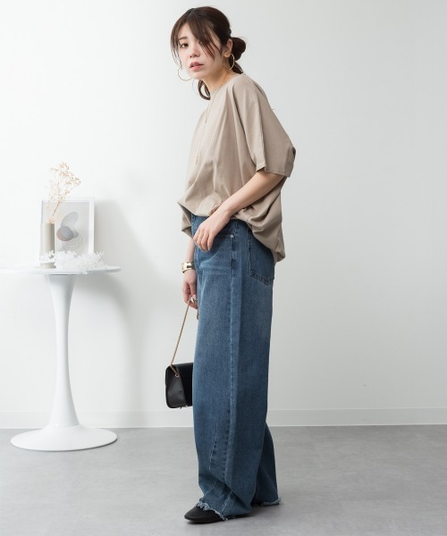 RCD（アールシーディー）の「コクーンシルエットプルオーバー（Tシャツ/カットソー・レディース・オフホワイト/ミント/チャコールグレー/グレイッシュベージュ/ブラック・4L～5L/LL～3L/M-L）」の16枚目の写真