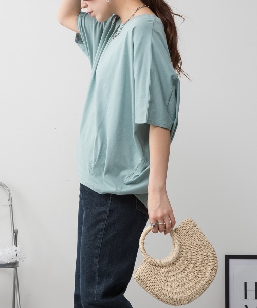 RCD（アールシーディー）の「コクーンシルエットプルオーバー（Tシャツ/カットソー・レディース・オフホワイト/ミント/チャコールグレー/グレイッシュベージュ/ブラック・4L～5L/LL～3L/M-L）」の20枚目の写真