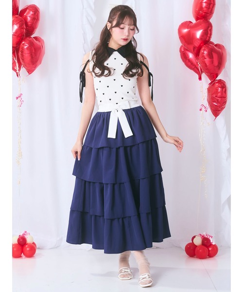 Me roir（ミーロワール）の「ハート刺繍ニット（ニット/セーター・レディース・ネイビー/ホワイト/ピンク・M）」の7枚目の写真