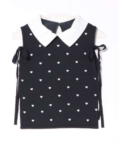 Me roir（ミーロワール）の「ハート刺繍ニット（ニット/セーター・レディース・ネイビー/ホワイト/ピンク・M）」の14枚目の写真