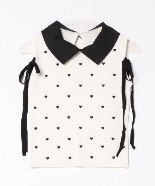 Me roir（ミーロワール）の「ハート刺繍ニット（ニット/セーター・レディース・ネイビー/ホワイト/ピンク・M）」の15枚目の写真