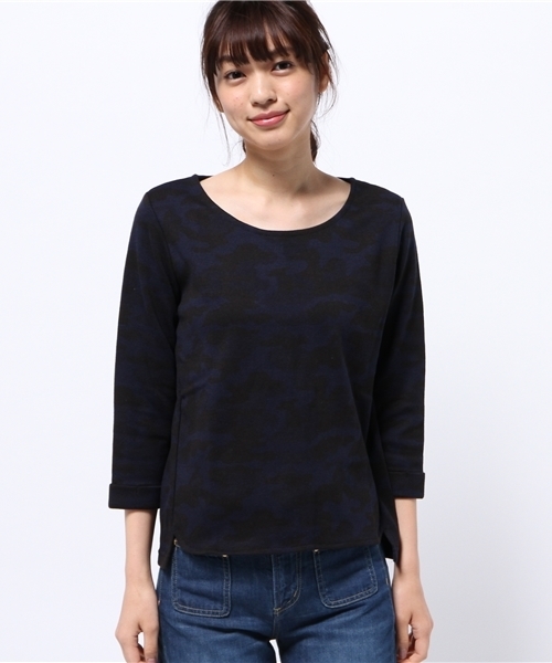 OUTLET(アウトレット)の「【Chez toi】カモフラJQCNPO(Tシャツ/カットソー・レディース・ベージュ/ネイビー・FREE)」の3枚目の写真