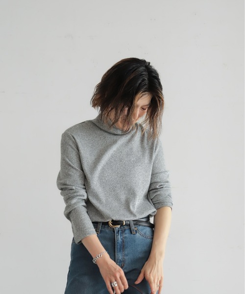 NOMBRE IMPAIR（ノンブルアンペール）の「メランジリブ　タートルP/O（Tシャツ/カットソー・レディース・イエロー/ライトグレー/ピンク・FREE）」の9枚目の写真