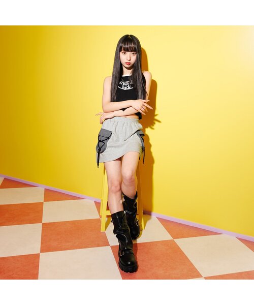 algy（アルジー）の「スウェットカーゴスカパン（スカート・キッズ・グレー/ブラック・XX-SMALL/X-SMALL/MEDIUM/SMALL）」の14枚目の写真