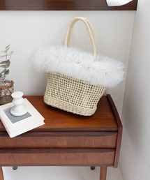 clear | チュールフリルかごバッグ[ふわふわ ガーリー 夏]≪SS新作≫(かごバッグ)