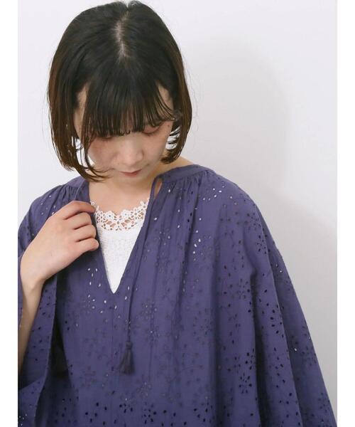 Samansa Mos2 blue(サマンサモスモスブルー)の「前後2wayモチーフレースタンク(Tシャツ/カットソー・レディース・オフホワイト/ラベンダー/ブラック・F)」の9枚目の写真