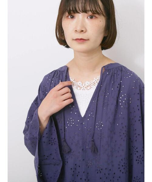 Samansa Mos2 blue(サマンサモスモスブルー)の「前後2wayモチーフレースタンク(Tシャツ/カットソー・レディース・オフホワイト/ラベンダー/ブラック・F)」の10枚目の写真