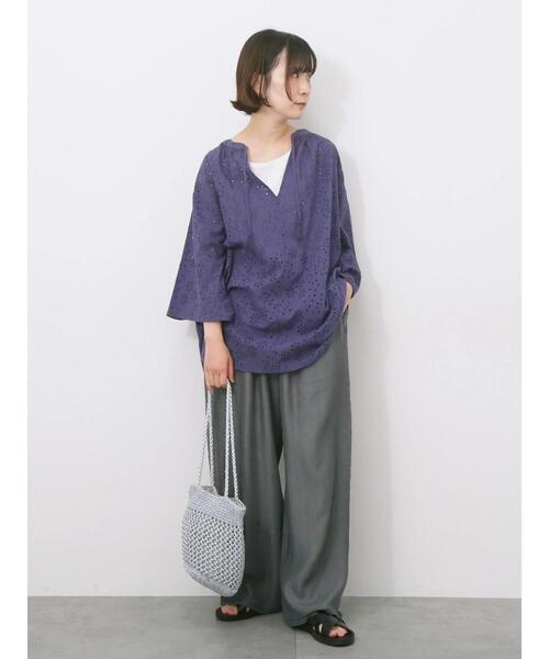 Samansa Mos2 blue(サマンサモスモスブルー)の「前後2wayモチーフレースタンク(Tシャツ/カットソー・レディース・オフホワイト/ラベンダー/ブラック・F)」の11枚目の写真