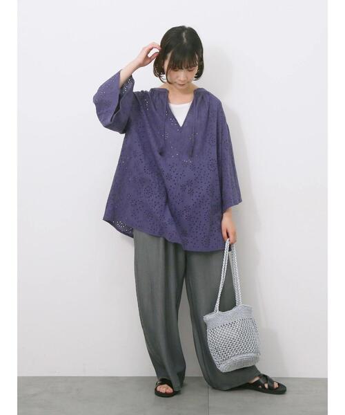 Samansa Mos2 blue(サマンサモスモスブルー)の「前後2wayモチーフレースタンク(Tシャツ/カットソー・レディース・オフホワイト/ラベンダー/ブラック・F)」の12枚目の写真
