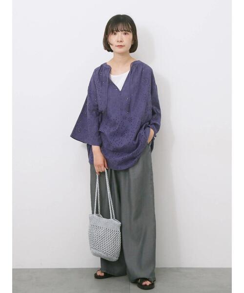 Samansa Mos2 blue(サマンサモスモスブルー)の「前後2wayモチーフレースタンク(Tシャツ/カットソー・レディース・オフホワイト/ラベンダー/ブラック・F)」の13枚目の写真