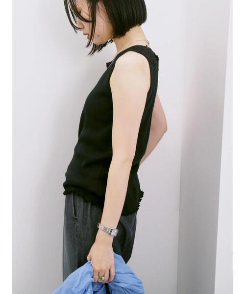Samansa Mos2 blue(サマンサモスモスブルー)の「前後2wayモチーフレースタンク(Tシャツ/カットソー・レディース・オフホワイト/ラベンダー/ブラック・F)」の16枚目の写真