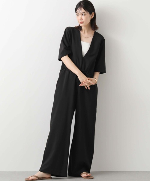 CLOCHE(クロシェ)の「クールグログランサロペット(ワンピース・レディース・ベージュ/ブラック・FREE)」の1枚目の写真