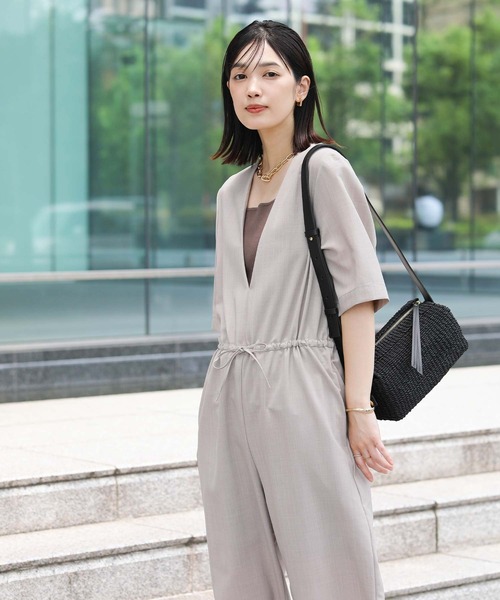 CLOCHE(クロシェ)の「クールグログランサロペット(ワンピース・レディース・ベージュ/ブラック・FREE)」の10枚目の写真