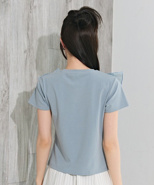 REDYAZEL(レディアゼル)の「ラッフルプリーツTシャツ(Tシャツ/カットソー・レディース・サックスブルー/オフホワイト/ネイビー・FREE)」の6枚目の写真