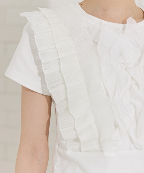 REDYAZEL(レディアゼル)の「ラッフルプリーツTシャツ(Tシャツ/カットソー・レディース・サックスブルー/オフホワイト/ネイビー・FREE)」の15枚目の写真