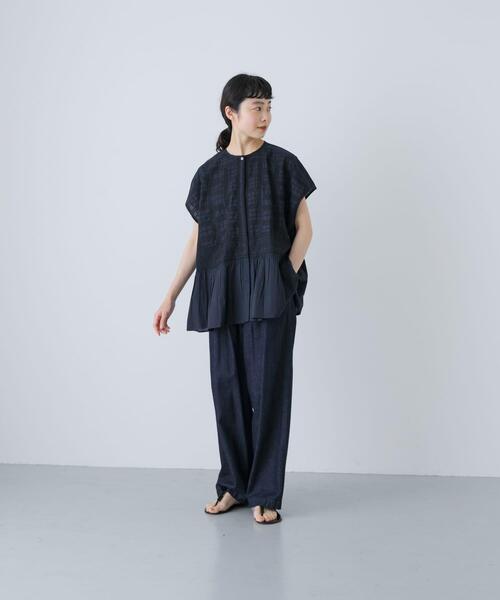 かぐれ(カグレ)の「フロント刺繍フレンチブラウス(シャツ/ブラウス・レディース・ネイビー/オフホワイト・FREE)」の17枚目の写真