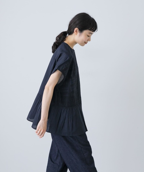 【新品】2025SS かぐれ　フロント刺繍フレンチブラウス フロント刺繍フレンチブラウス（シャツ/ブラウス）｜かぐれ