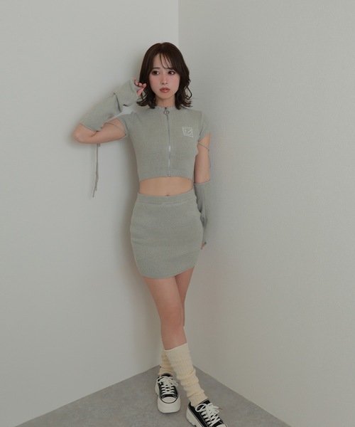 M DOLLY(エムドリー)の「*M DOLLY original* zip pile knit set up/ジップパイルニットセットアップ(セットアップ・レディース・グレー/ピンク・FREE)」の10枚目の写真