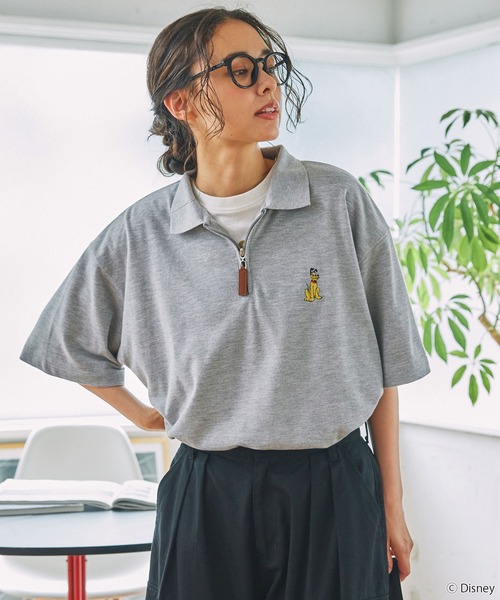 Pearl Gates ミッキーマウス刺繍ポロシャツ グレー ミッキーコラボ