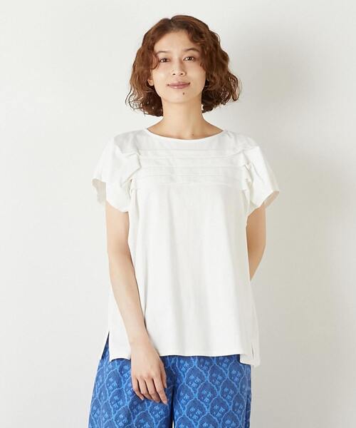 LOGEMENT DE CLAIRE(ロジュモンドクレール)の「【LOURMARIN】ボートネックタックプルオーバー(Tシャツ/カットソー・レディース・イエロー/ホワイト/ブラック・FREE)」の2枚目の写真