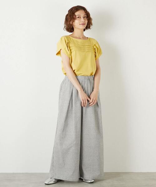 LOGEMENT DE CLAIRE(ロジュモンドクレール)の「【LOURMARIN】ボートネックタックプルオーバー(Tシャツ/カットソー・レディース・イエロー/ホワイト/ブラック・FREE)」の14枚目の写真