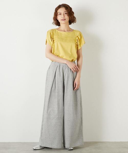 LOGEMENT DE CLAIRE(ロジュモンドクレール)の「【LOURMARIN】ボートネックタックプルオーバー(Tシャツ/カットソー・レディース・イエロー/ホワイト/ブラック・FREE)」の12枚目の写真