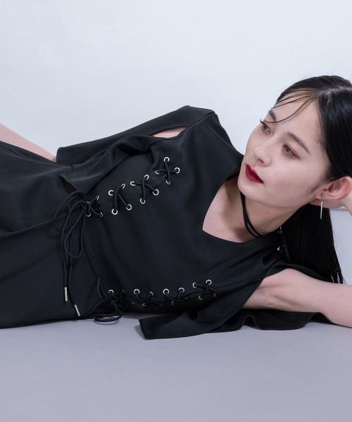 Ellno de Mavie(エルノデメヴィ)の「レースアップワンピース(ワンピース・レディース・ブラック・FREE)」の9枚目の写真