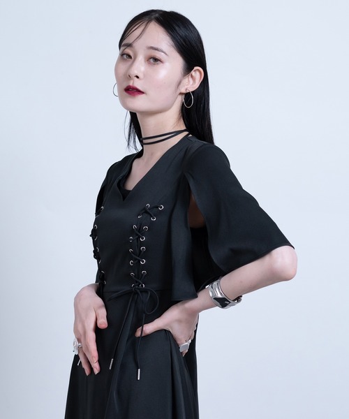 Ellno de Mavie(エルノデメヴィ)の「レースアップワンピース(ワンピース・レディース・ブラック・FREE)」の12枚目の写真