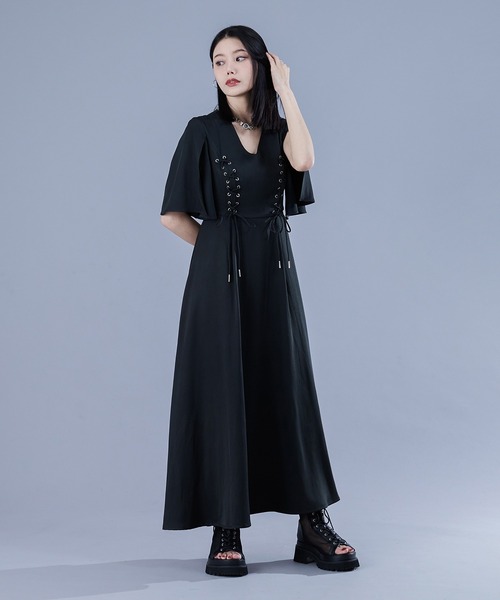 イタリア製【エルマンノシェルヴィーノ】レースワンピース　リボン　フェミニン　M イタリア製【エルマンノシェルヴィーノ】レースワンピース