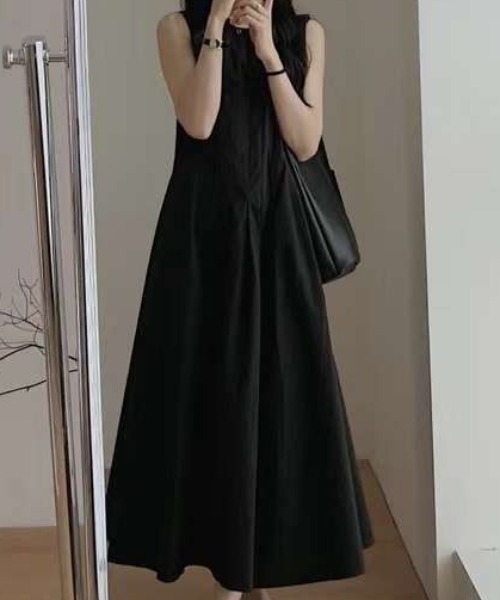 Aelina(エリナ)の「ノースリーブタグ付きワンピース(ワンピース・レディース・ホワイト/ブラック/グレー・M/L/XL)」の13枚目の写真