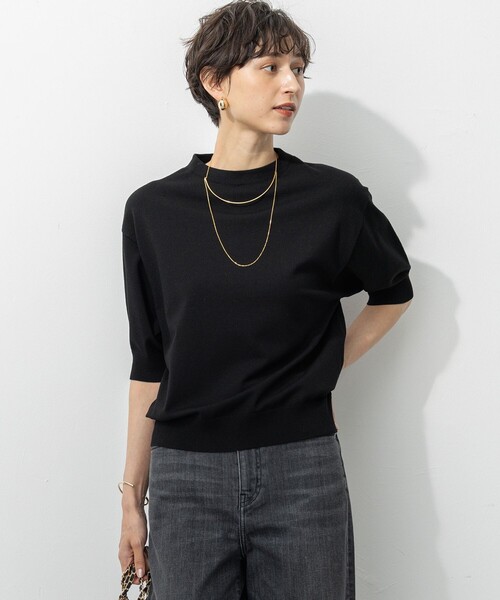 23区　ヴィスコースストレッチ パフスリーブ ニット セール】【洗える/吊り干しOK】ヴィスコースストレッチ パフスリーブ