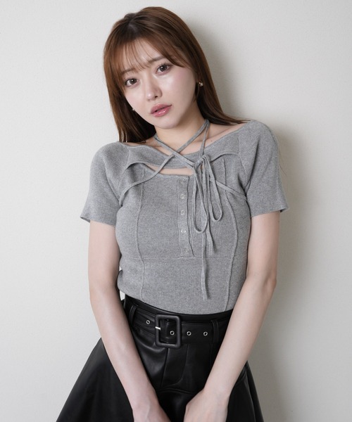 セール】デコルテオープンチョーカーニット（ニット/セーター