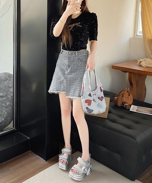 Lace Ladies(レースレディース)の「スパンコール ベルクロ ボリューム 厚底 サンダル(サンダル・レディース・ブラック/シルバー/ホワイト・22.5cm/23cm/23.5cm/24cm/24.5cm/25cm)」の10枚目の写真