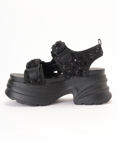 Lace Ladies(レースレディース)の「スパンコール ベルクロ ボリューム 厚底 サンダル(サンダル・レディース・ブラック/シルバー/ホワイト・22.5cm/23cm/23.5cm/24cm/24.5cm/25cm)」の22枚目の写真