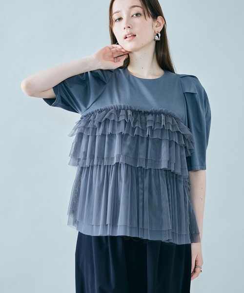Audie a Muses(オーディアミューズ)の「ティアードチュールカットソー(Tシャツ/カットソー・レディース・オフホワイト/グレー・38/42)」の11枚目の写真