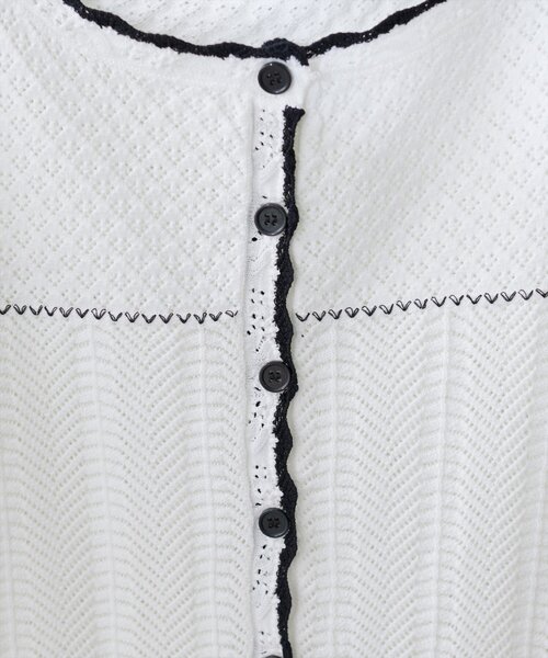 natural couture（ナチュラルクチュール）の「クロシェ編みカーデ（カーディガン/ボレロ・レディース・オフホワイト/サックスブルー/ブラック・FREE）」の7枚目の写真