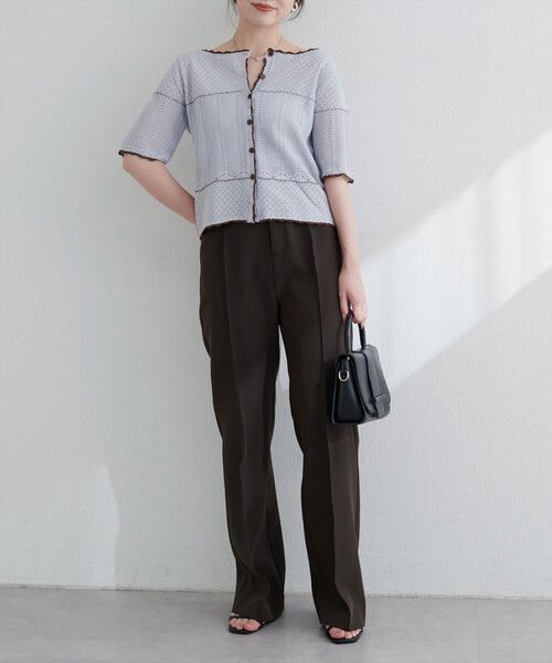 natural couture（ナチュラルクチュール）の「クロシェ編みカーデ（カーディガン/ボレロ・レディース・オフホワイト/サックスブルー/ブラック・FREE）」の16枚目の写真