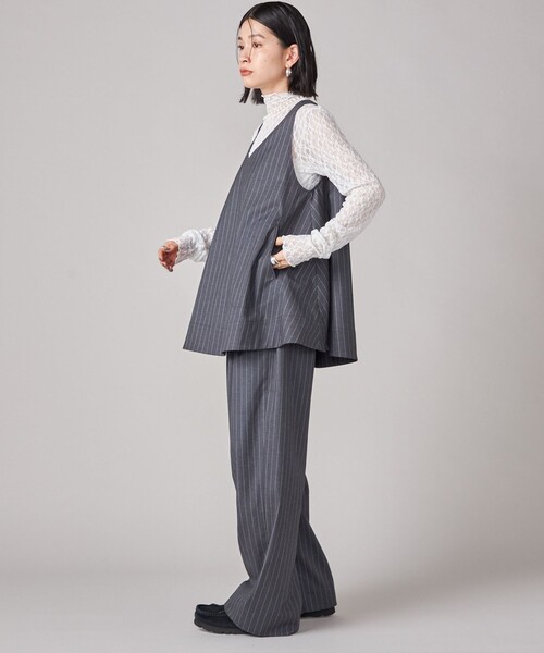 SHIPS(シップス)の「SHIPS NINE CASE:〈手洗い可能〉ストライプ イージー パンツ(その他パンツ・レディース・グレー・36/38)」の17枚目の写真
