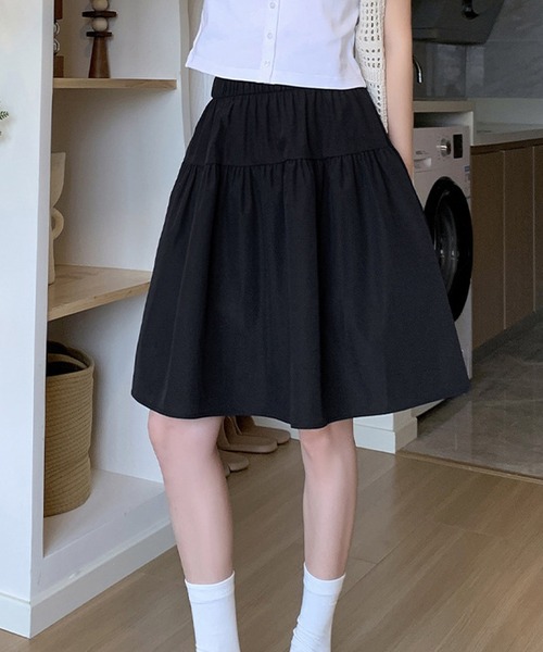 セール】Nia(ニア)/ミディアム丈 ガーリーフレアスカート（スカート